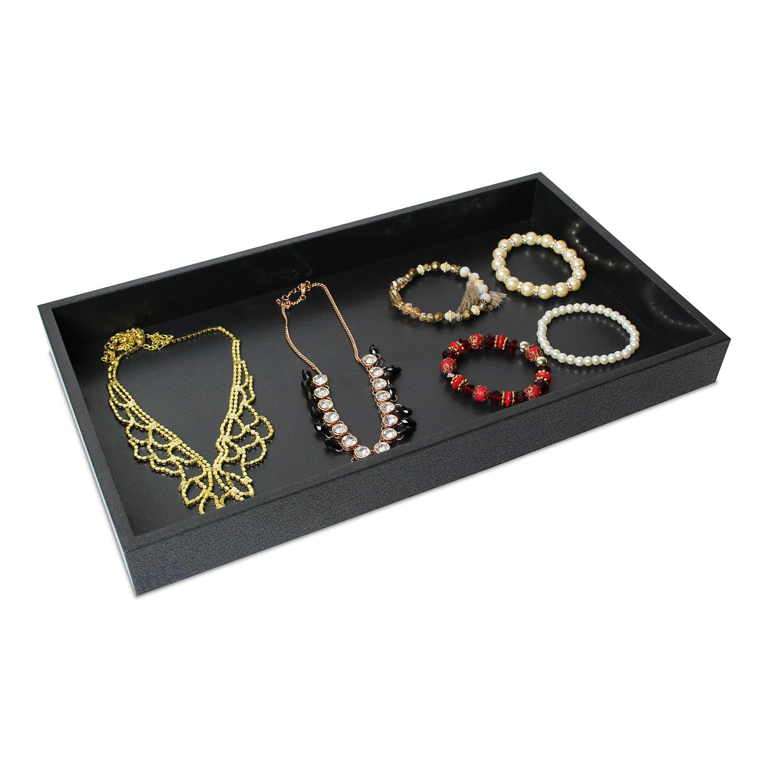 #1-2P Stackable Plastic Tray, Black