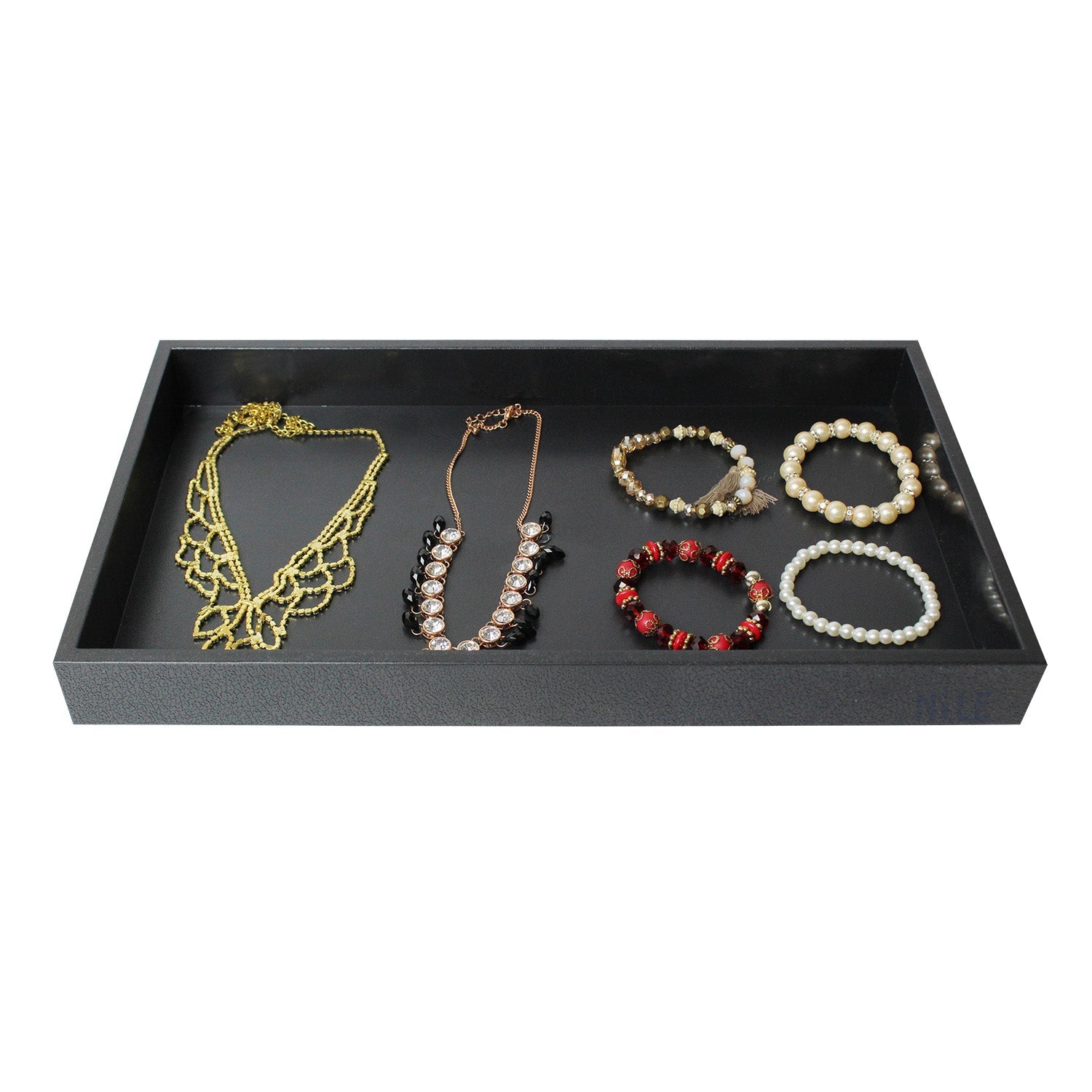 #1-2P Stackable Plastic Tray, Black