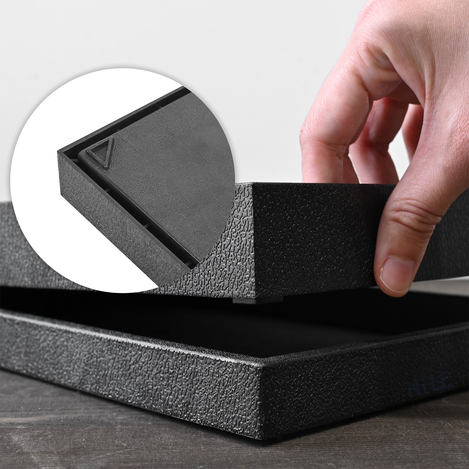 #1-2P Stackable Plastic Tray, Black