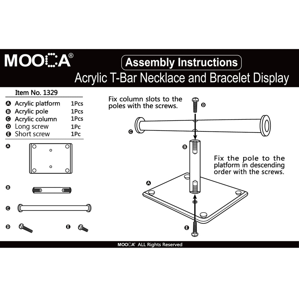 #1329 Acrylic T-Bar Necklace and Bracelet Display