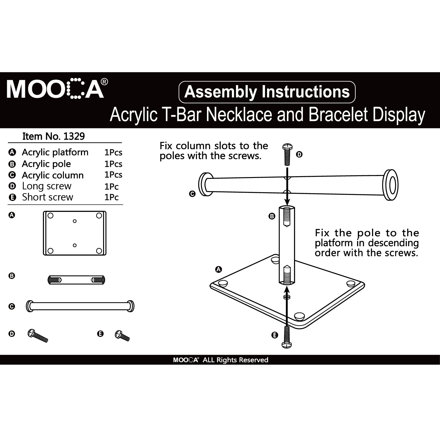 #1329 Acrylic T-Bar Necklace and Bracelet Display