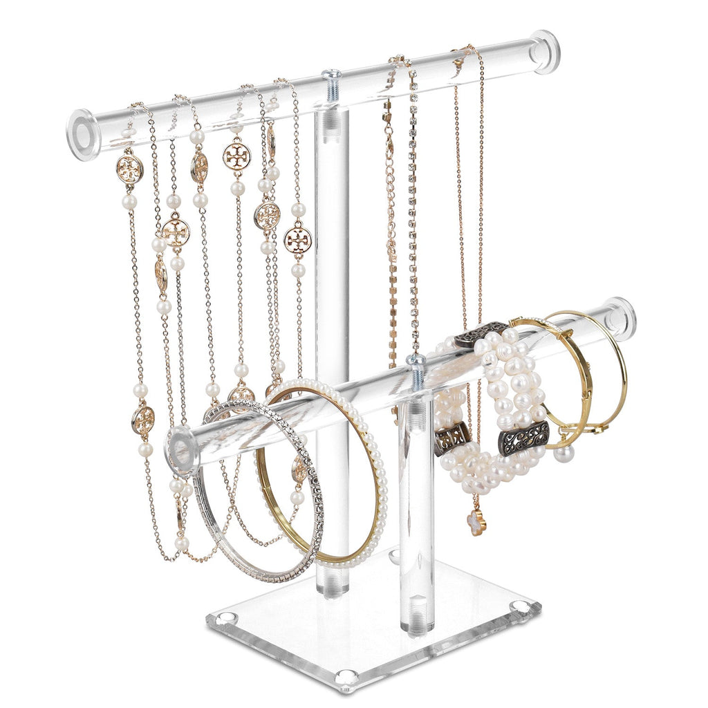 #1330 Acrylic 2 Tier T-Bar Necklace and Bracelet Display