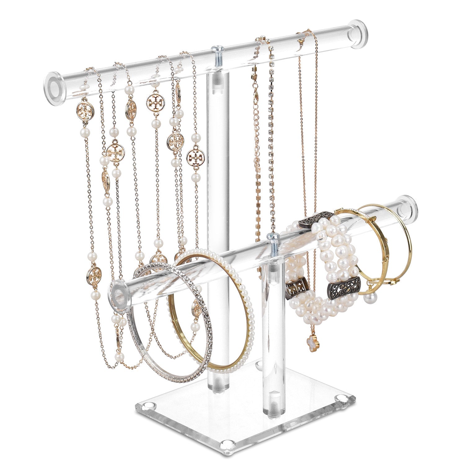 #1330 Acrylic 2 Tier T-Bar Necklace and Bracelet Display