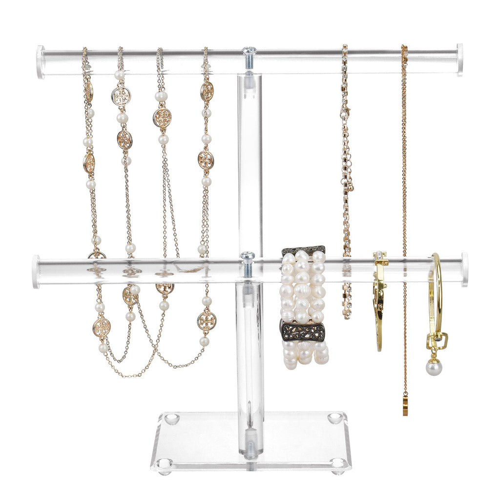 #1330 Acrylic 2 Tier T-Bar Necklace and Bracelet Display