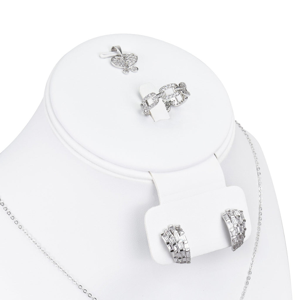 #185-1 Combination Necklace, Ring, and Earring Bust Display with Round Base