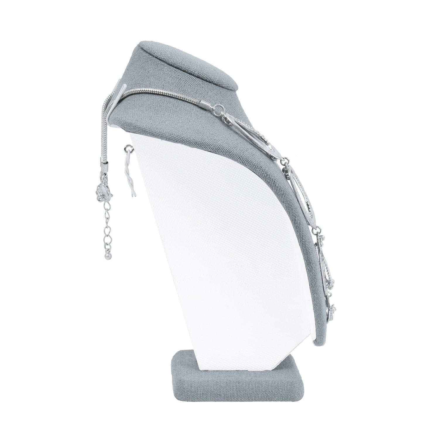 #189-3-LNLTG Necklace Display Bust, Dim Gray Linen