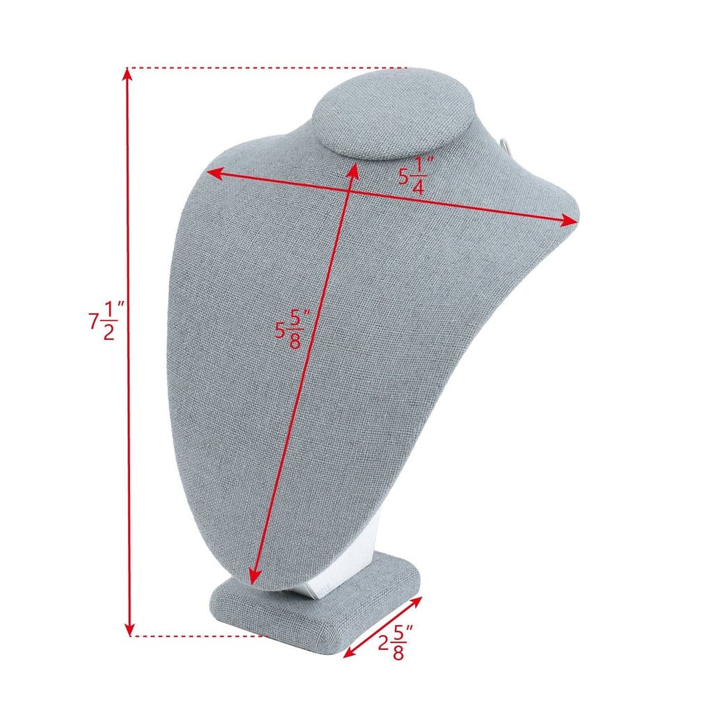 #189-3-LNLTG Necklace Display Bust, Dim Gray Linen