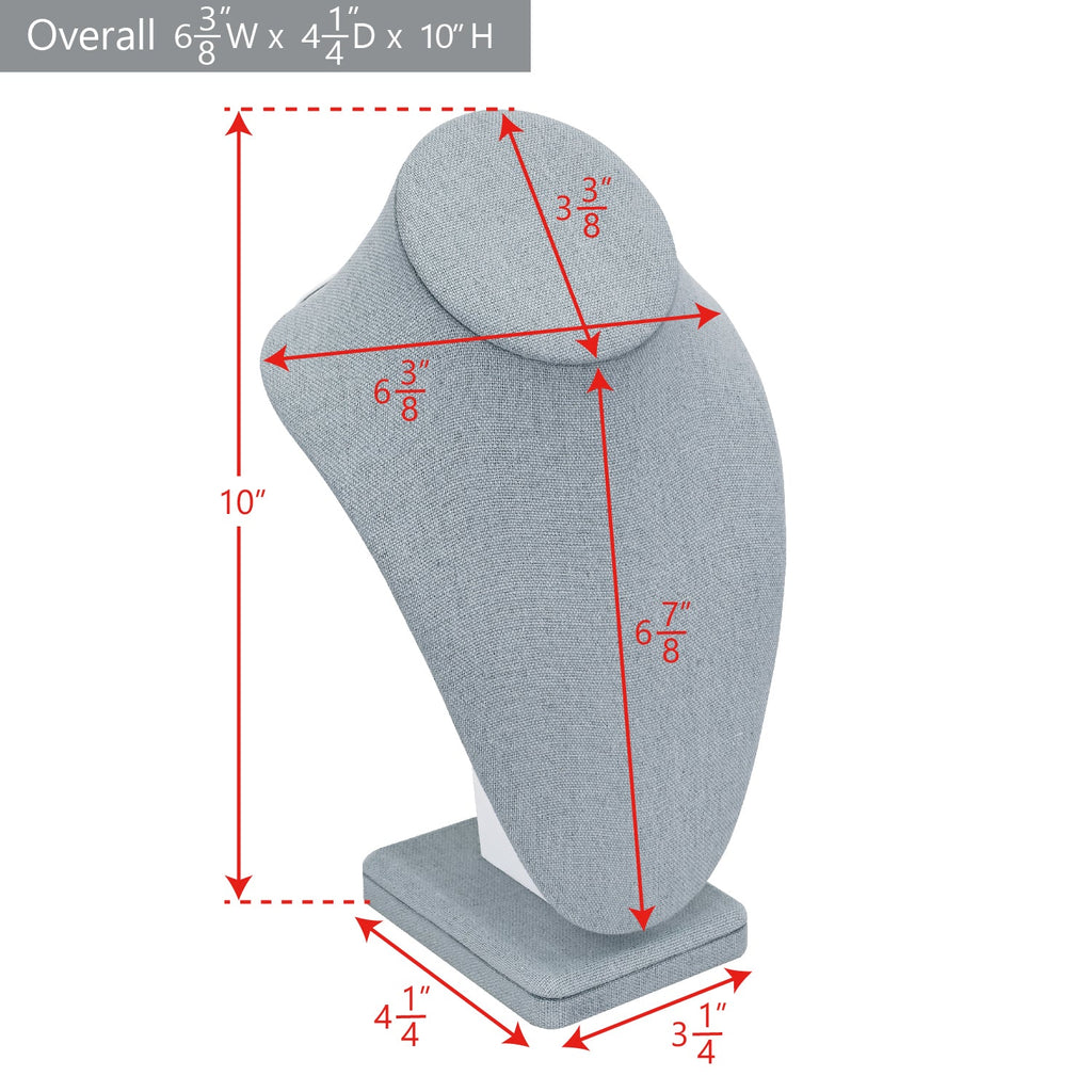 #189-7-LNLTG Linen Covered Necklace Display Bust , Dim Gray Linen