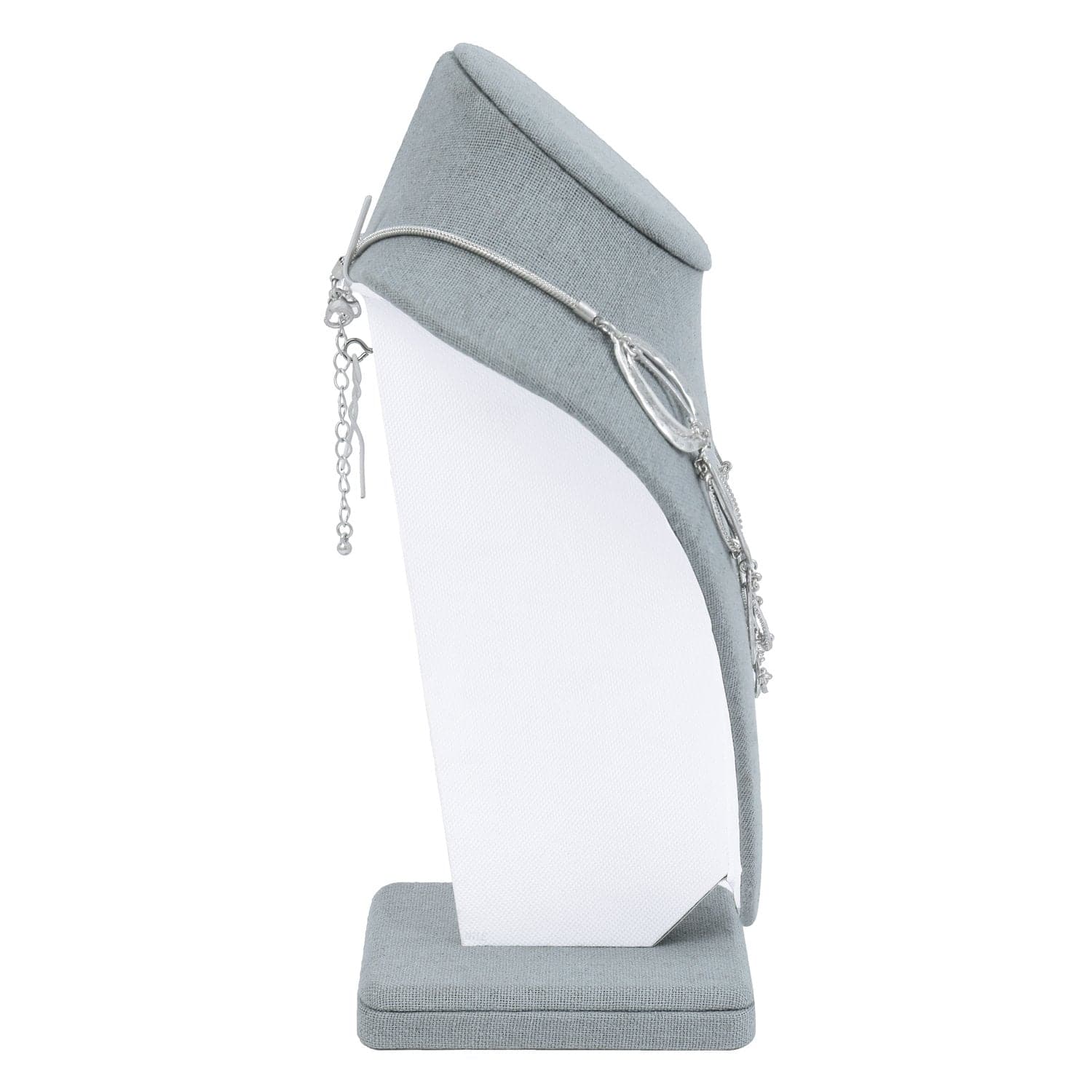 #189-7-LNLTG Linen Covered Necklace Display Bust , Dim Gray Linen