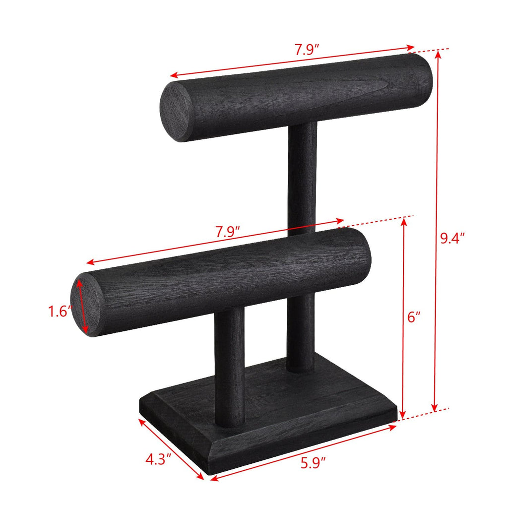 #218-1CW 2 Tier Wooden T Bar Jewelry and Watch Display