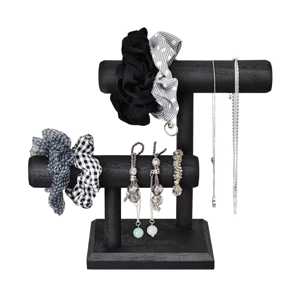 #218-1CW 2 Tier Wooden T Bar Jewelry and Watch Display