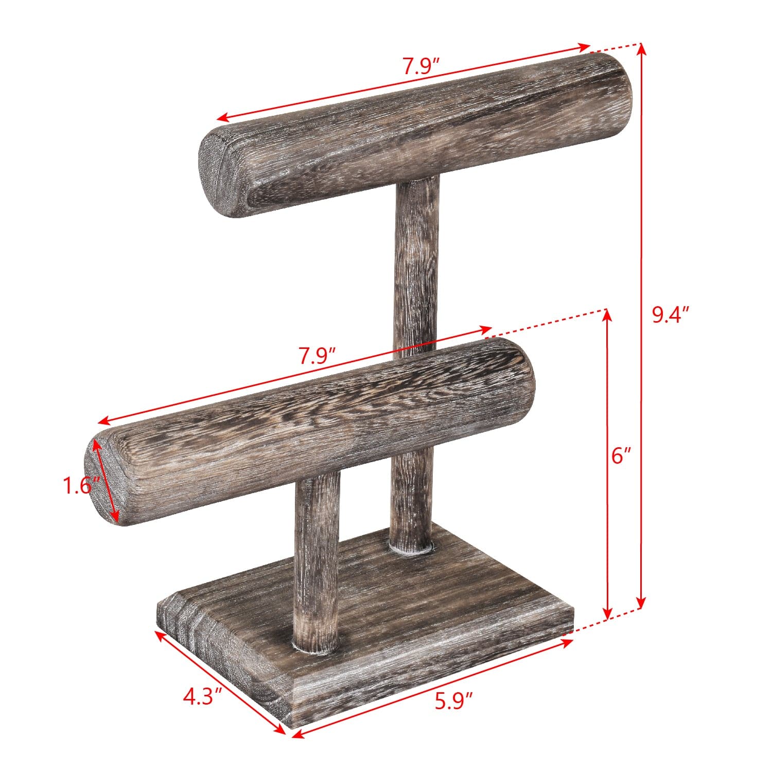 #218-1CW 2 Tier Wooden T Bar Jewelry and Watch Display