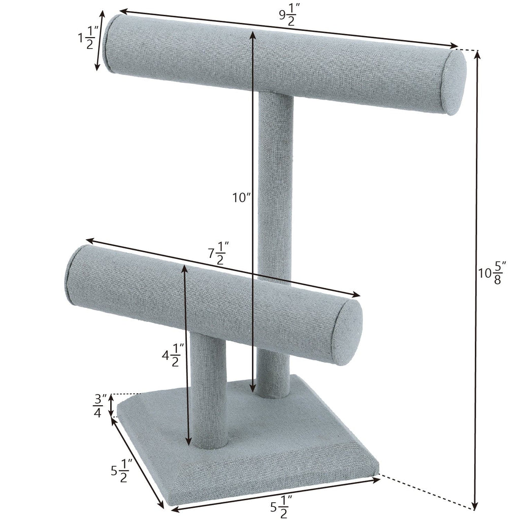 #218  2 Tier Wooden Jewelry Display T-Bar, Dim Grey Linen Color