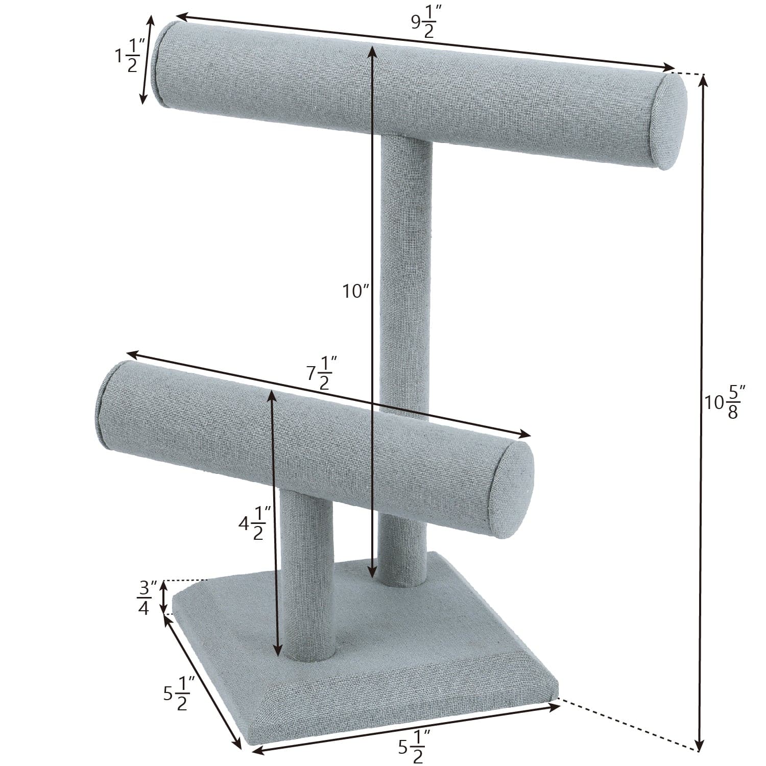 #218  2 Tier Wooden Jewelry Display T-Bar, Dim Grey Linen Color