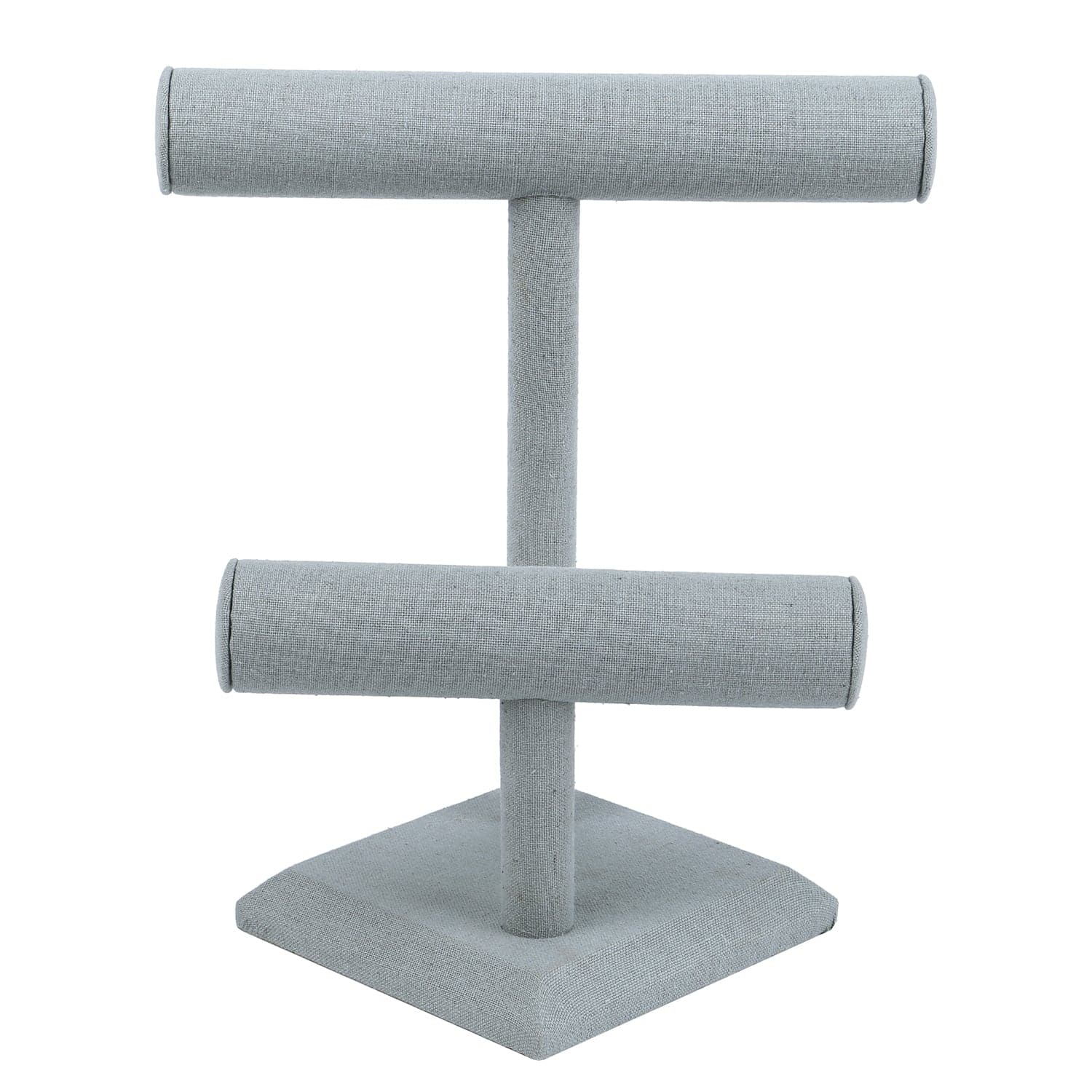 #218  2 Tier Wooden Jewelry Display T-Bar, Dim Grey Linen Color