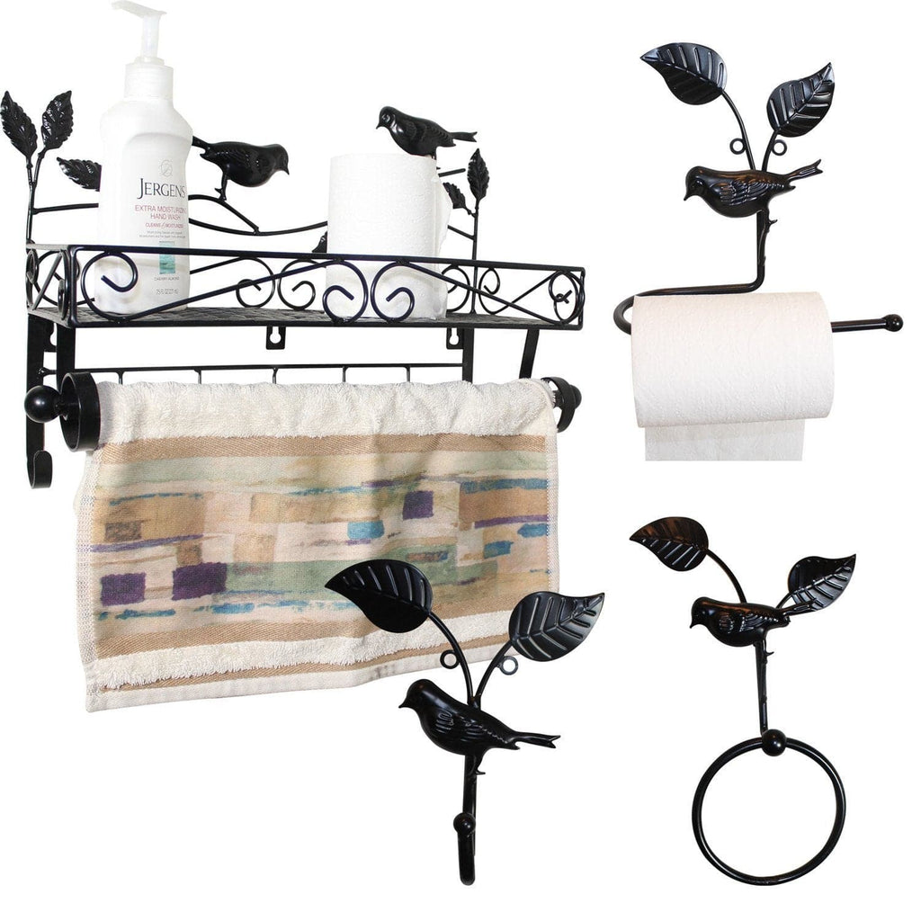 #HOMC6001 Home Decor Bathroom Black Metal Wire Wall Rack