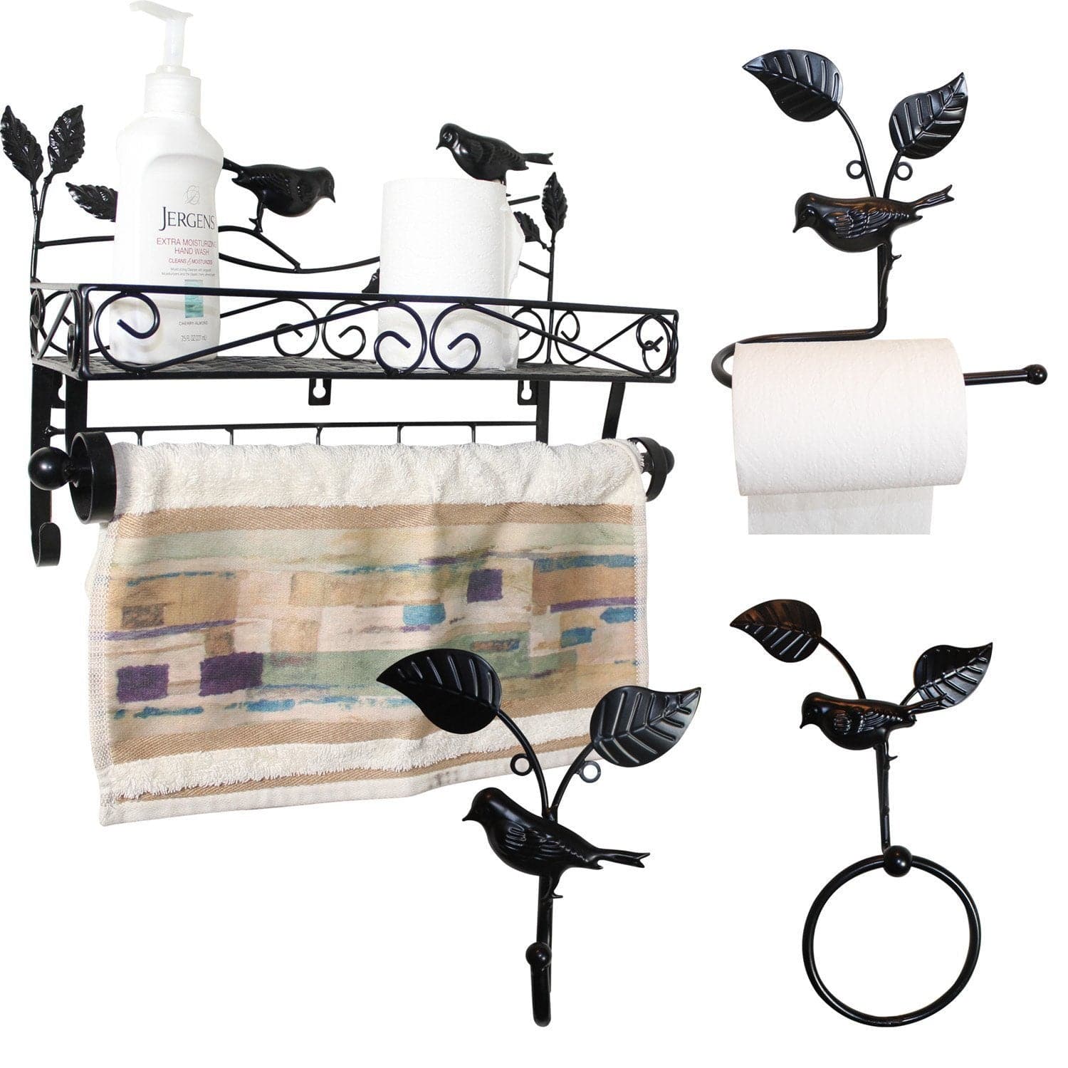 #HOMC6001 Home Decor Bathroom Black Metal Wire Wall Rack