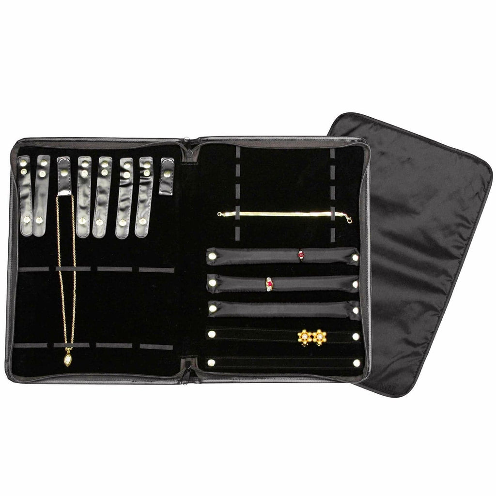 #77-C1 Black leatherette jewelry combination folder