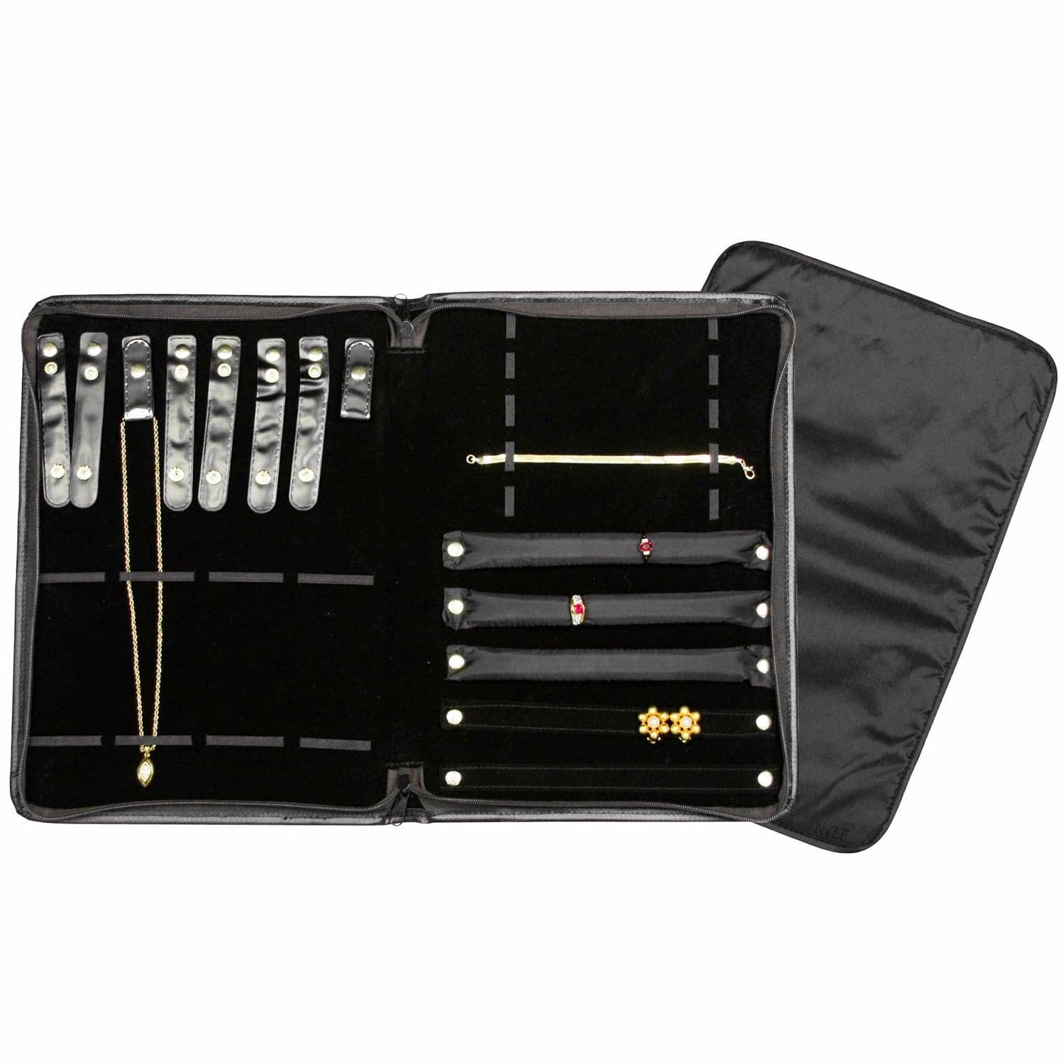#77-C1 Black leatherette jewelry combination folder