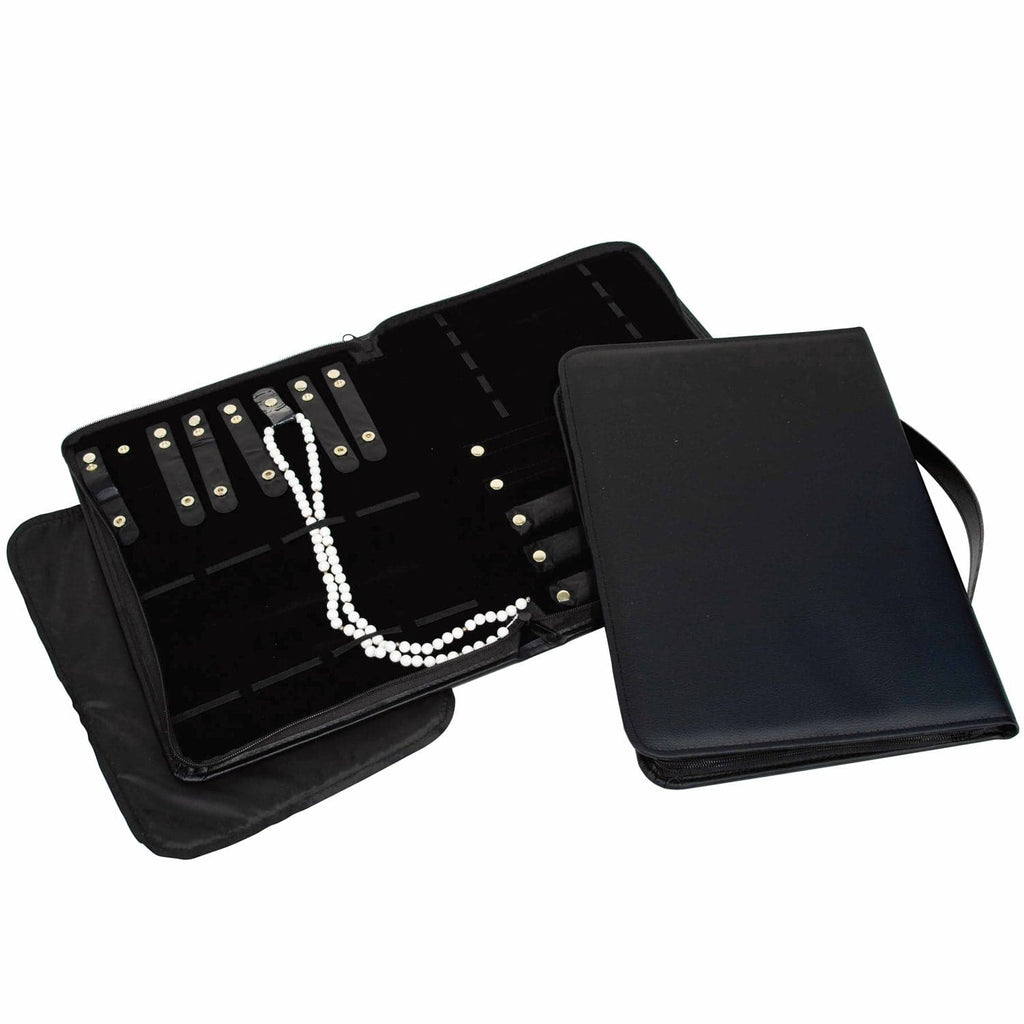 #77-C1 Black leatherette jewelry combination folder