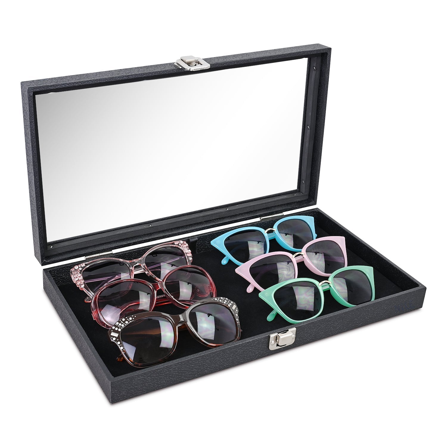 #83-1C Leatherette Wooden Tempered Glass Top Jewelry Display Case