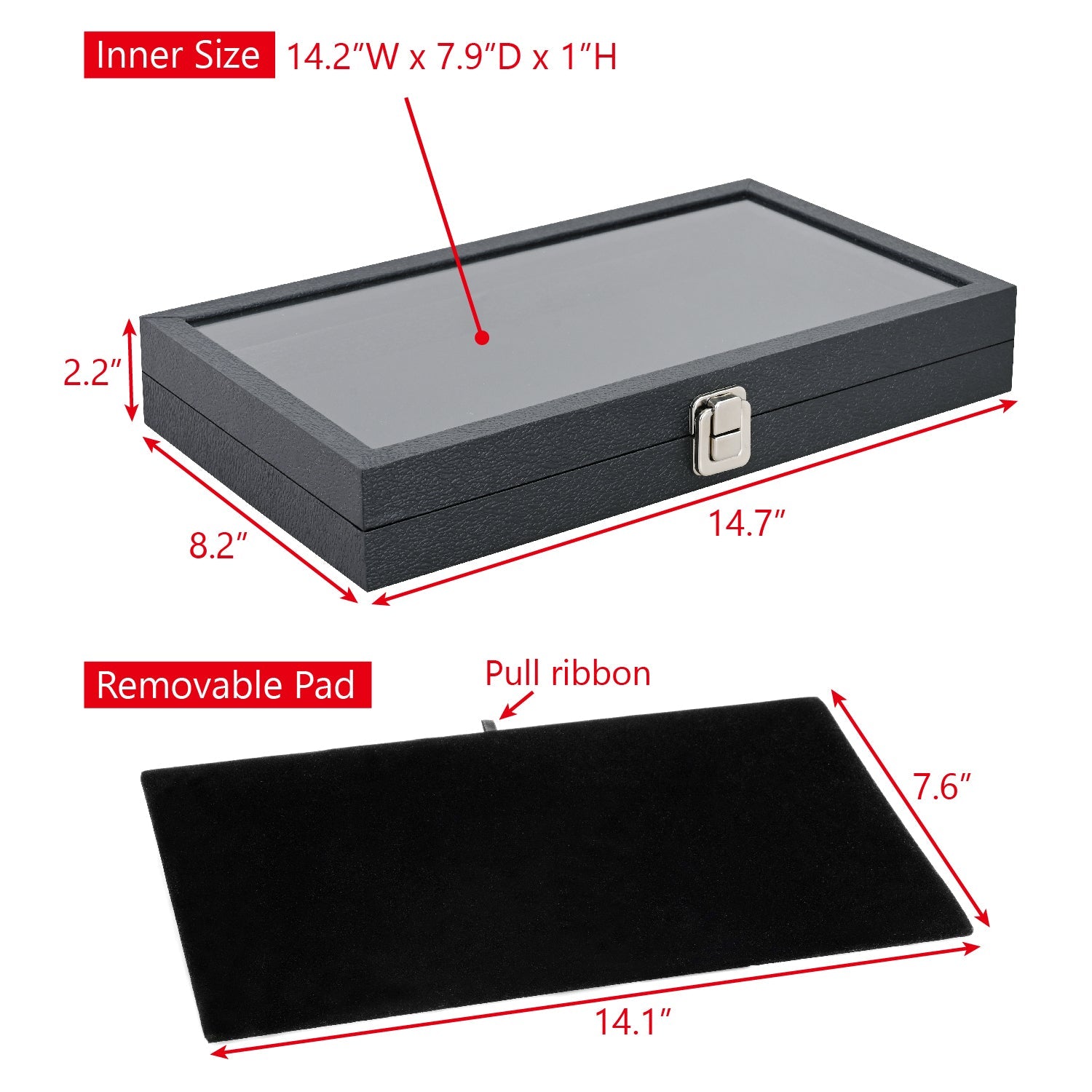 #83-1C Leatherette Wooden Tempered Glass Top Jewelry Display Case