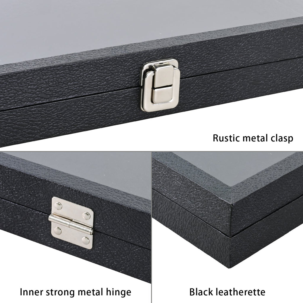 #83-1C Leatherette Wooden Tempered Glass Top Jewelry Display Case