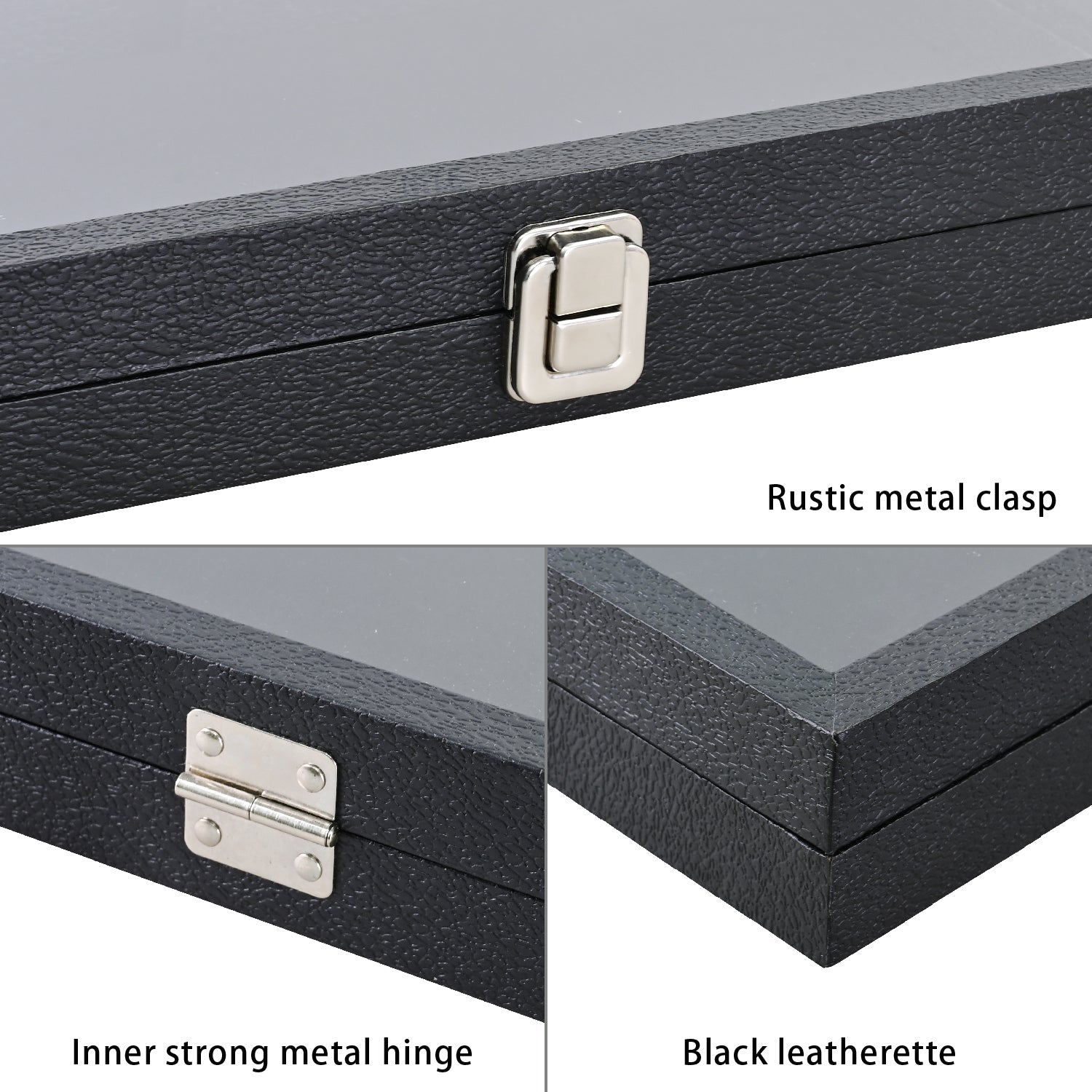 #83-1C Leatherette Wooden Tempered Glass Top Jewelry Display Case