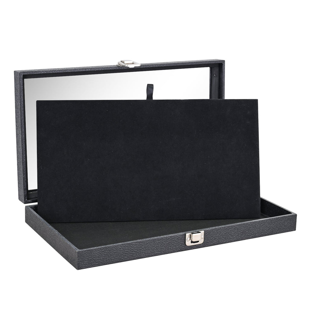 #83-1C Leatherette Wooden Tempered Glass Top Jewelry Display Case