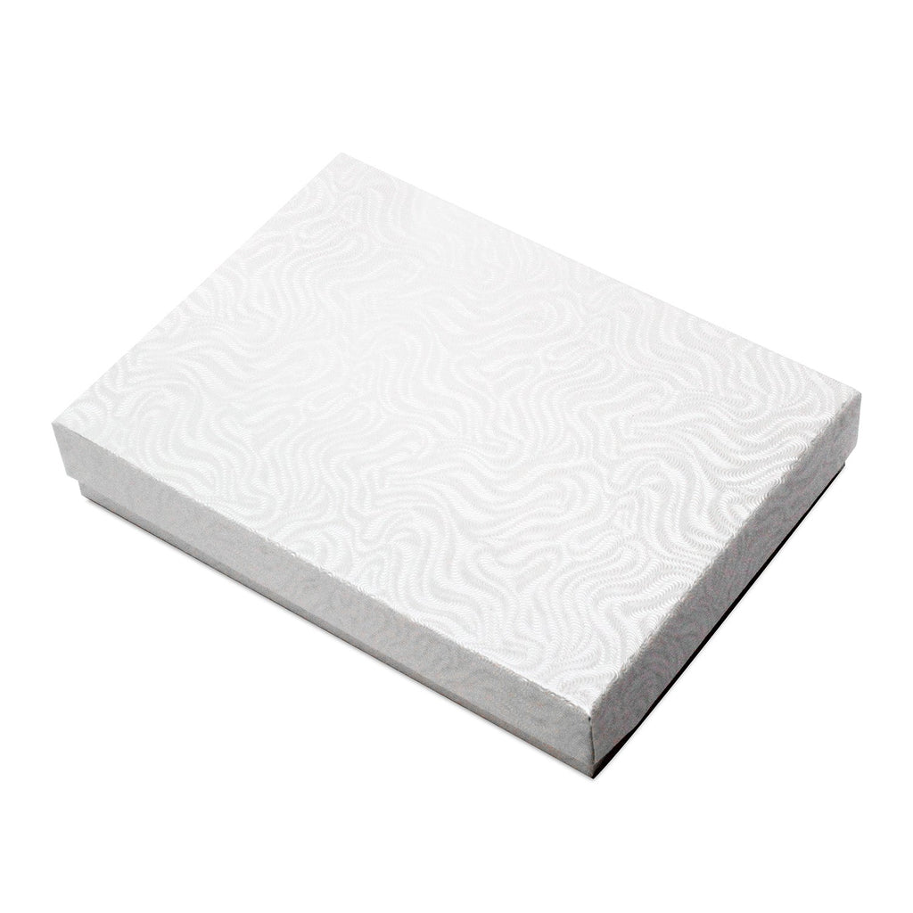 #BX2853 W White Swirl Cotton Filled Paper Jewelry Boxes