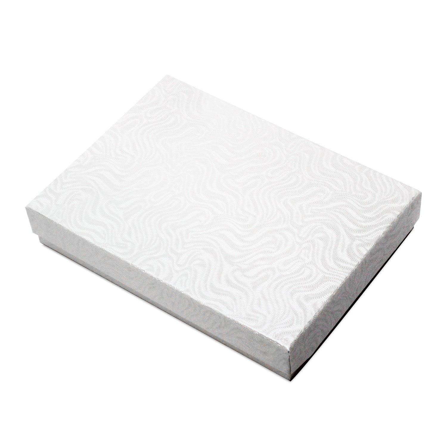 #BX2853 W White Swirl Cotton Filled Paper Jewelry Boxes