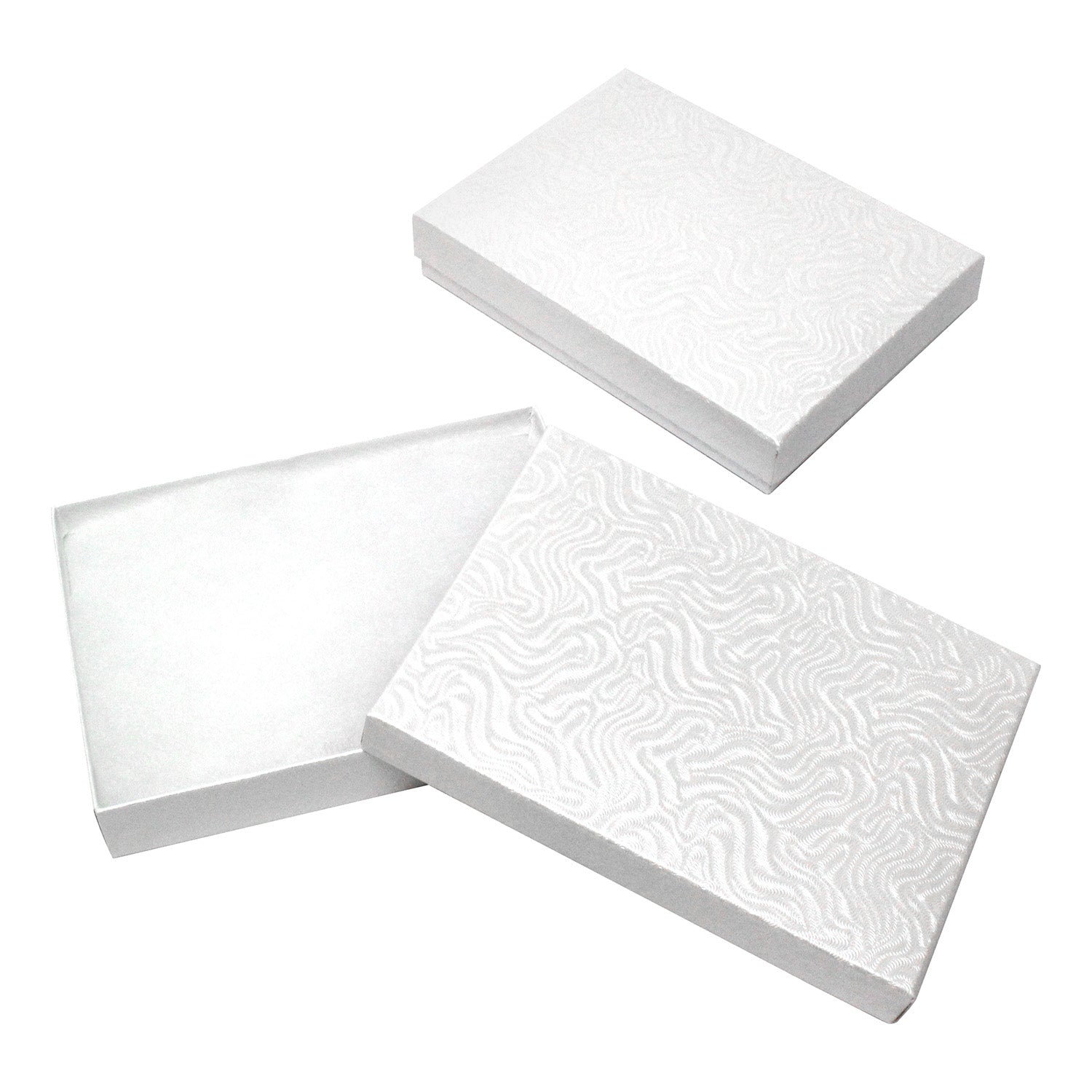 #BX2853 W White Swirl Cotton Filled Paper Jewelry Boxes