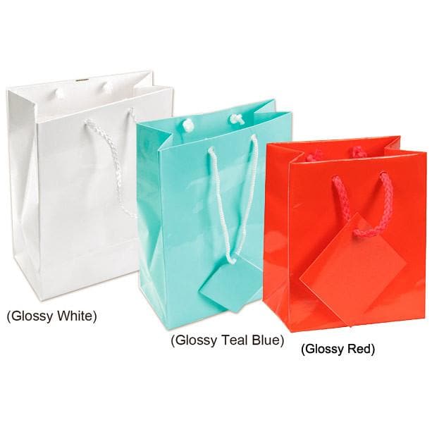 #BX3968 Glossy Paper Tote Bags, White