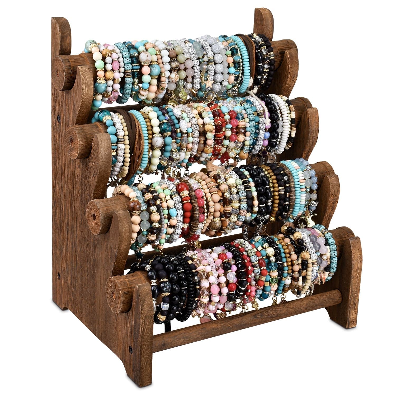 Wood 4 Bar Bracelet Display Stand -Nile Corp