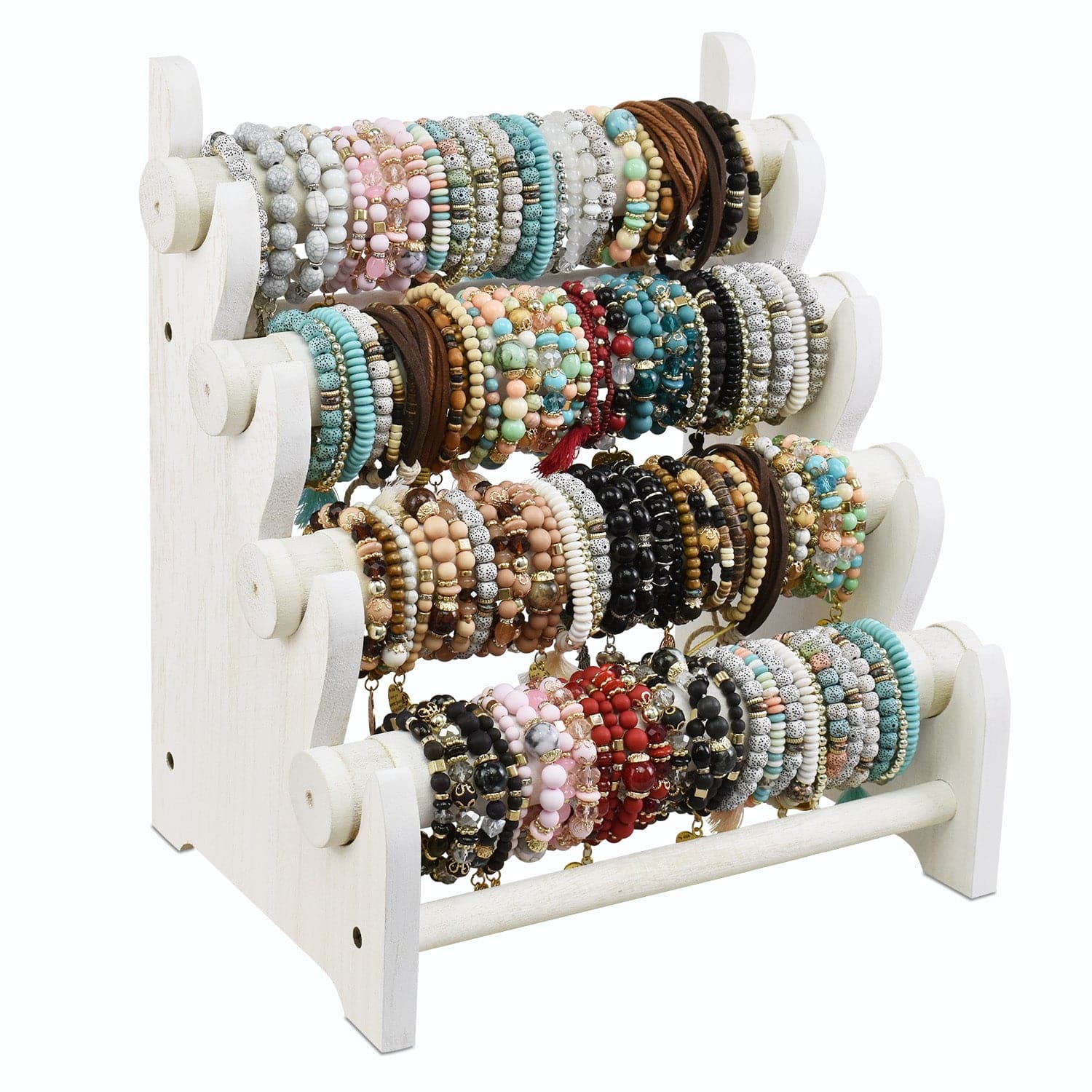 Wood 4 Bar Bracelet Display Stand -Nile Corp