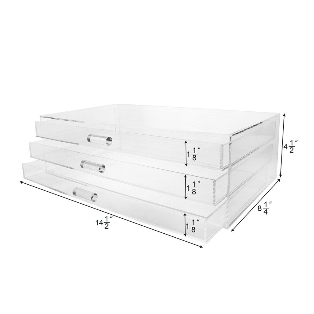#COM3570C Premium Acrylic 3 Drawer Makeup & Jewelry Organizer