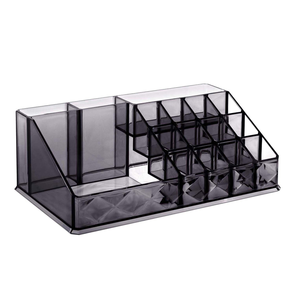 #COMS4496BK Jewelry and Makeup Organizer Two Pieces Set, Black Diamond Pattern