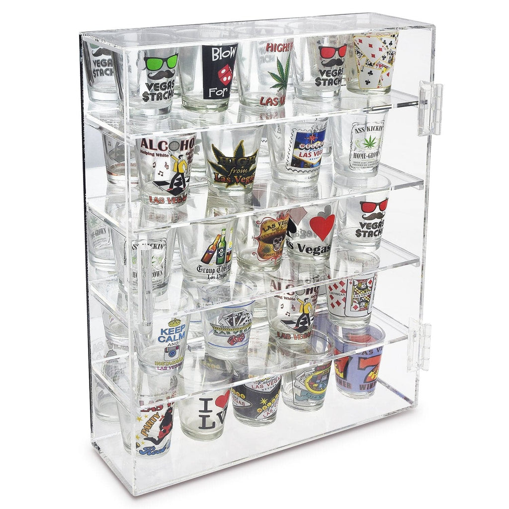 #COT1762 Mirror Backed 4 Shelves Shot Glasses Display Case