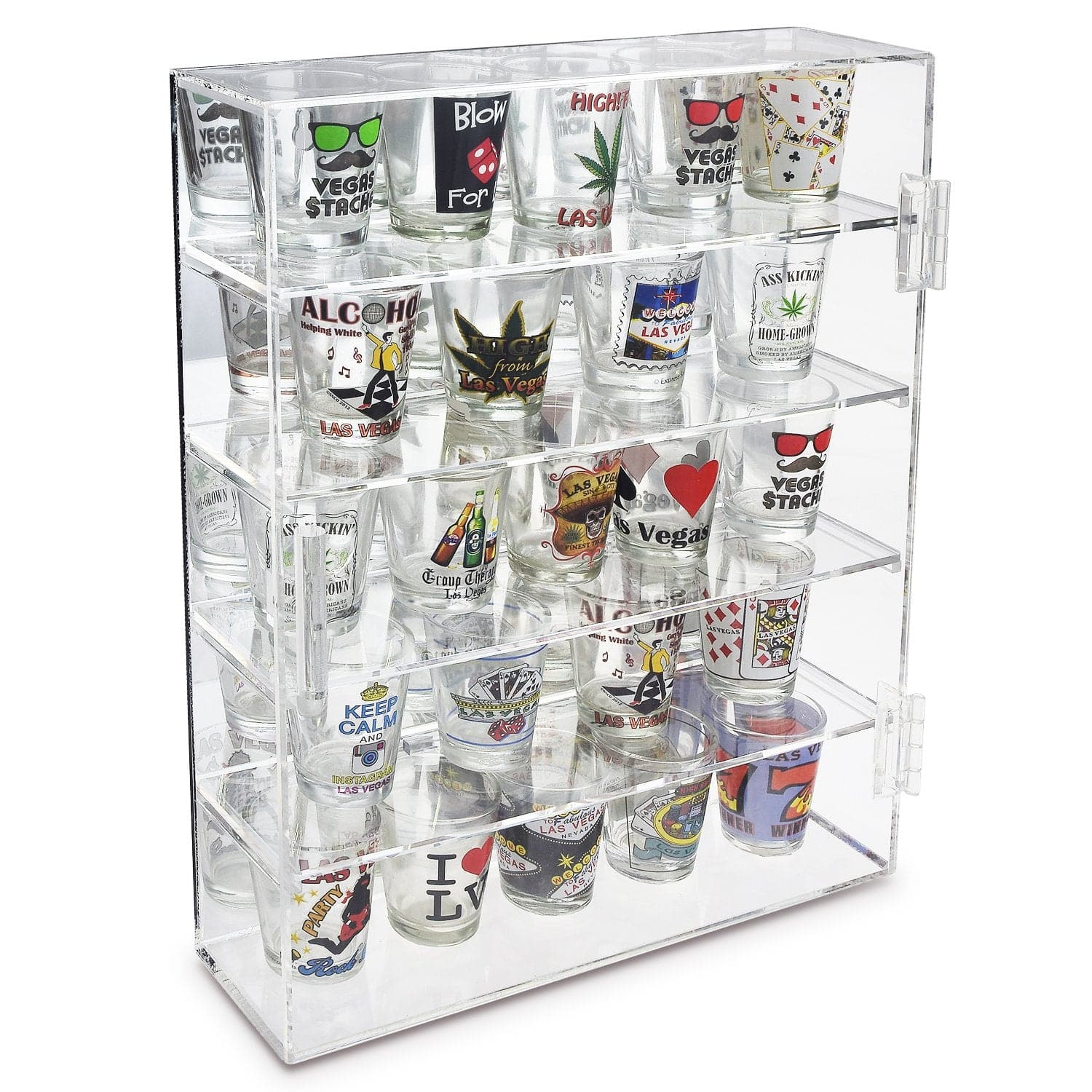 #COT1762 Mirror Backed 4 Shelves Shot Glasses Display Case