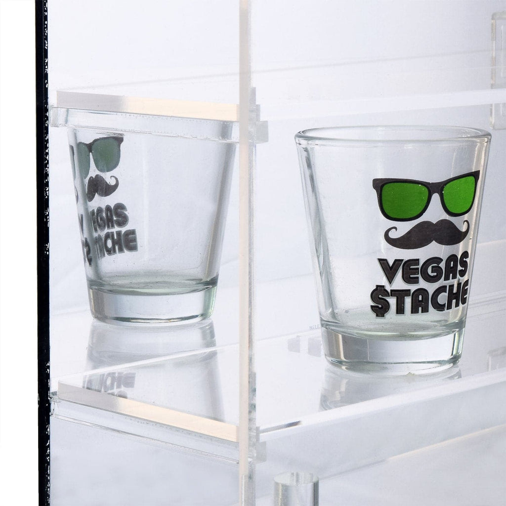 #COT1762 Mirror Backed 4 Shelves Shot Glasses Display Case
