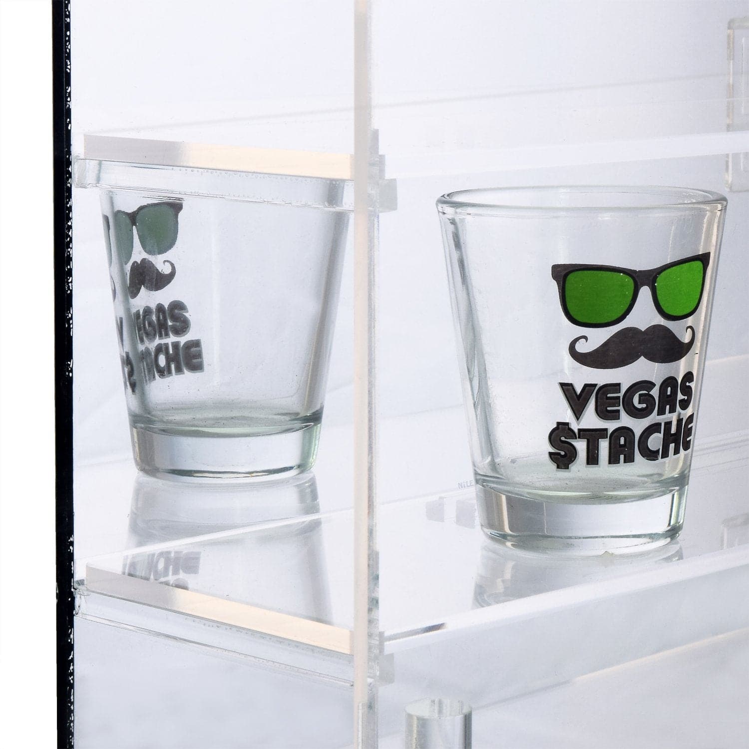 #COT1762 Mirror Backed 4 Shelves Shot Glasses Display Case