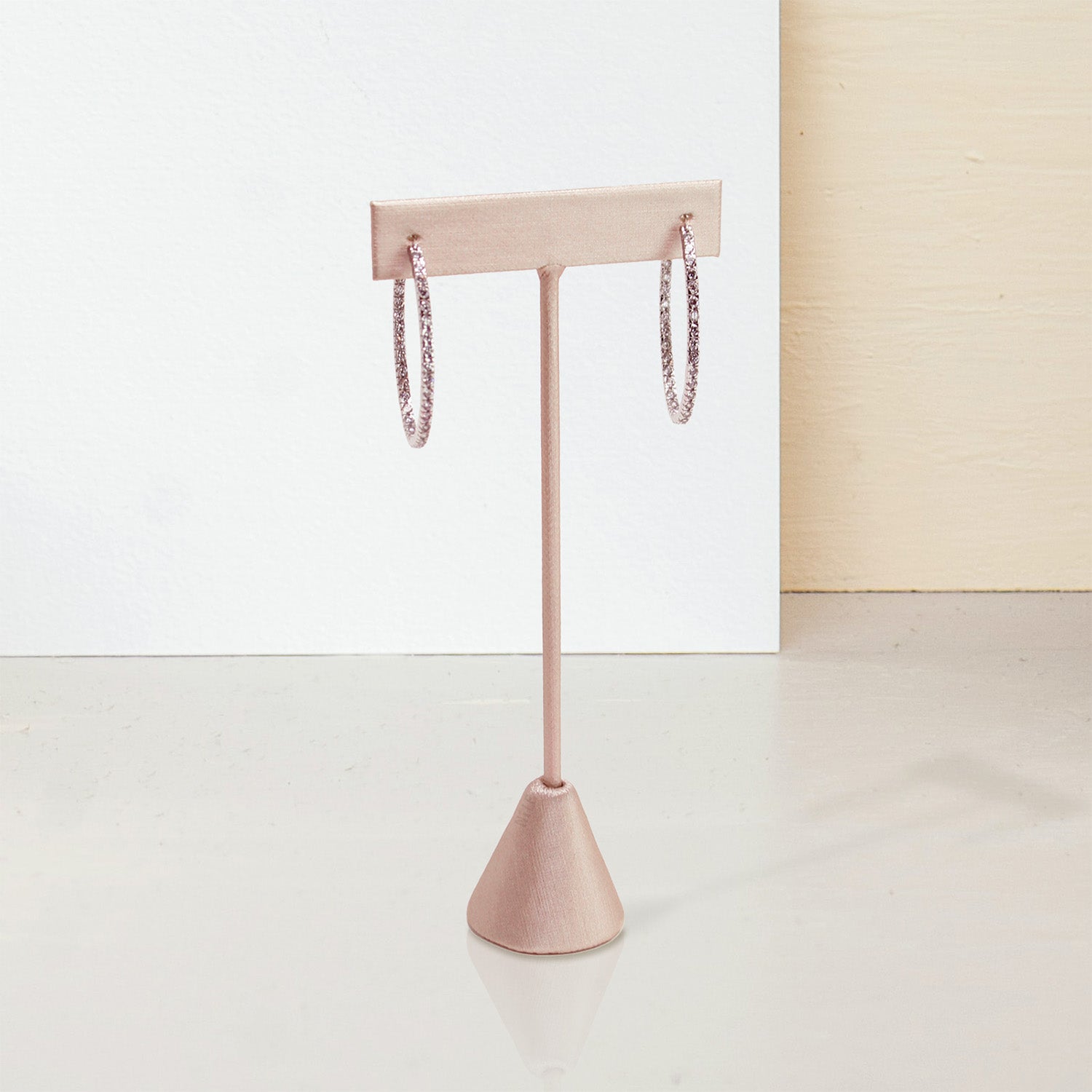 #ED-2402-S50 Medium Metal T-Shaped Champagne Pink Earring Display