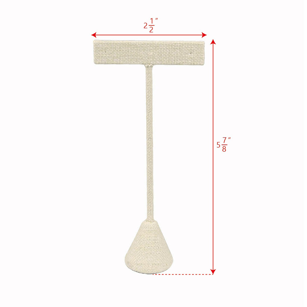 #ED-2402N-LE Medium Metal "T" Shape Earring Stand Burlap Linen