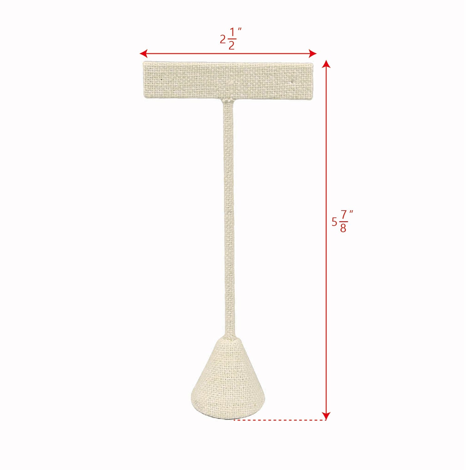 #ED-2402N-LE Medium Metal "T" Shape Earring Stand Burlap Linen