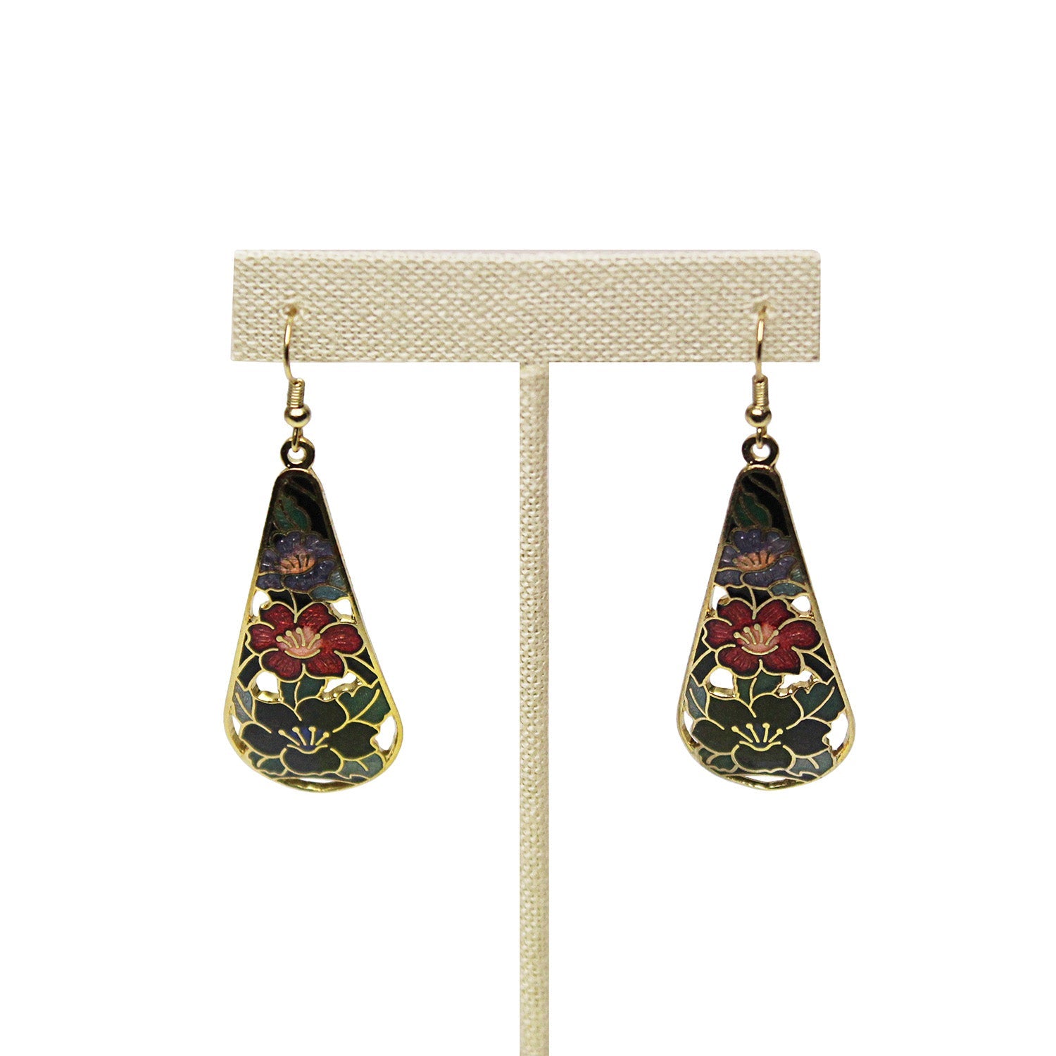 #ED-2402N-LE Medium Metal "T" Shape Earring Stand Burlap Linen