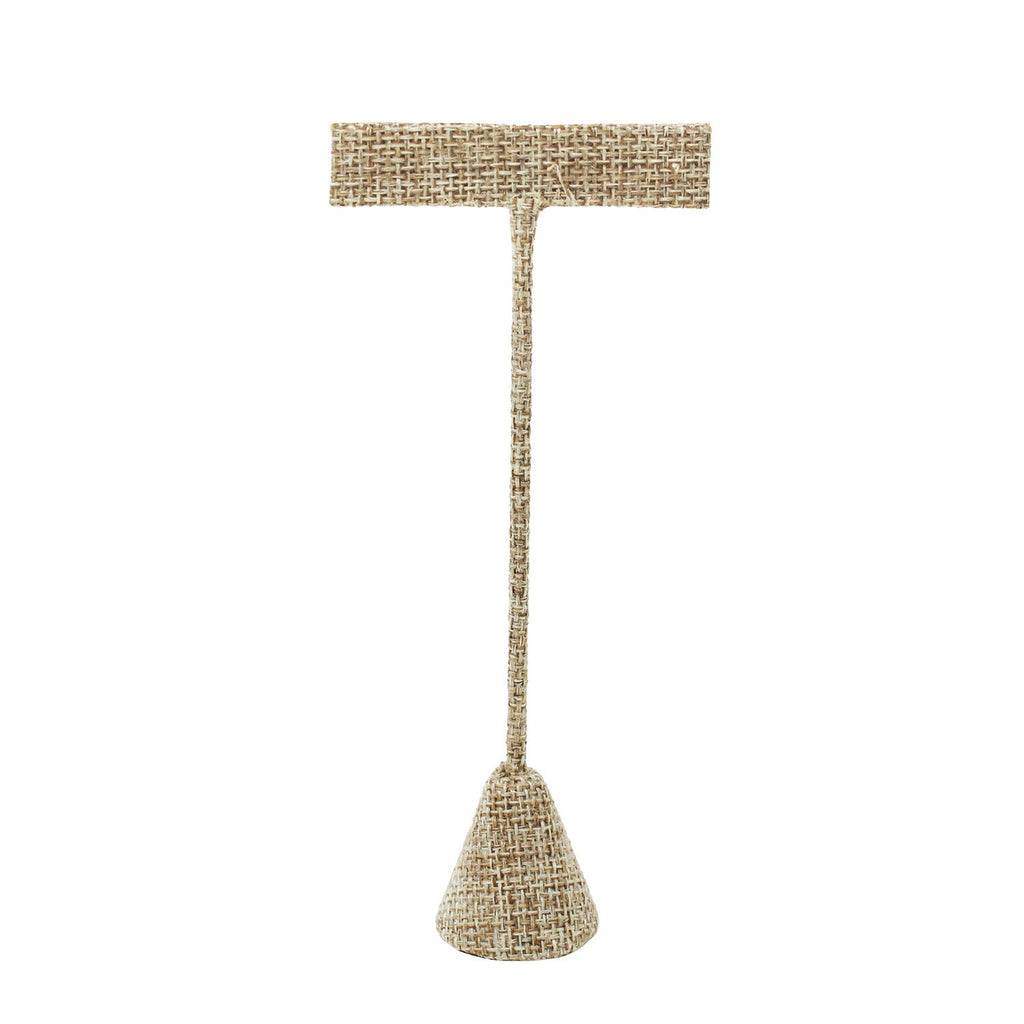 #ED-2402N-N3 Medium Metal T-Shaped Earring Display Stand, Burlap Linen