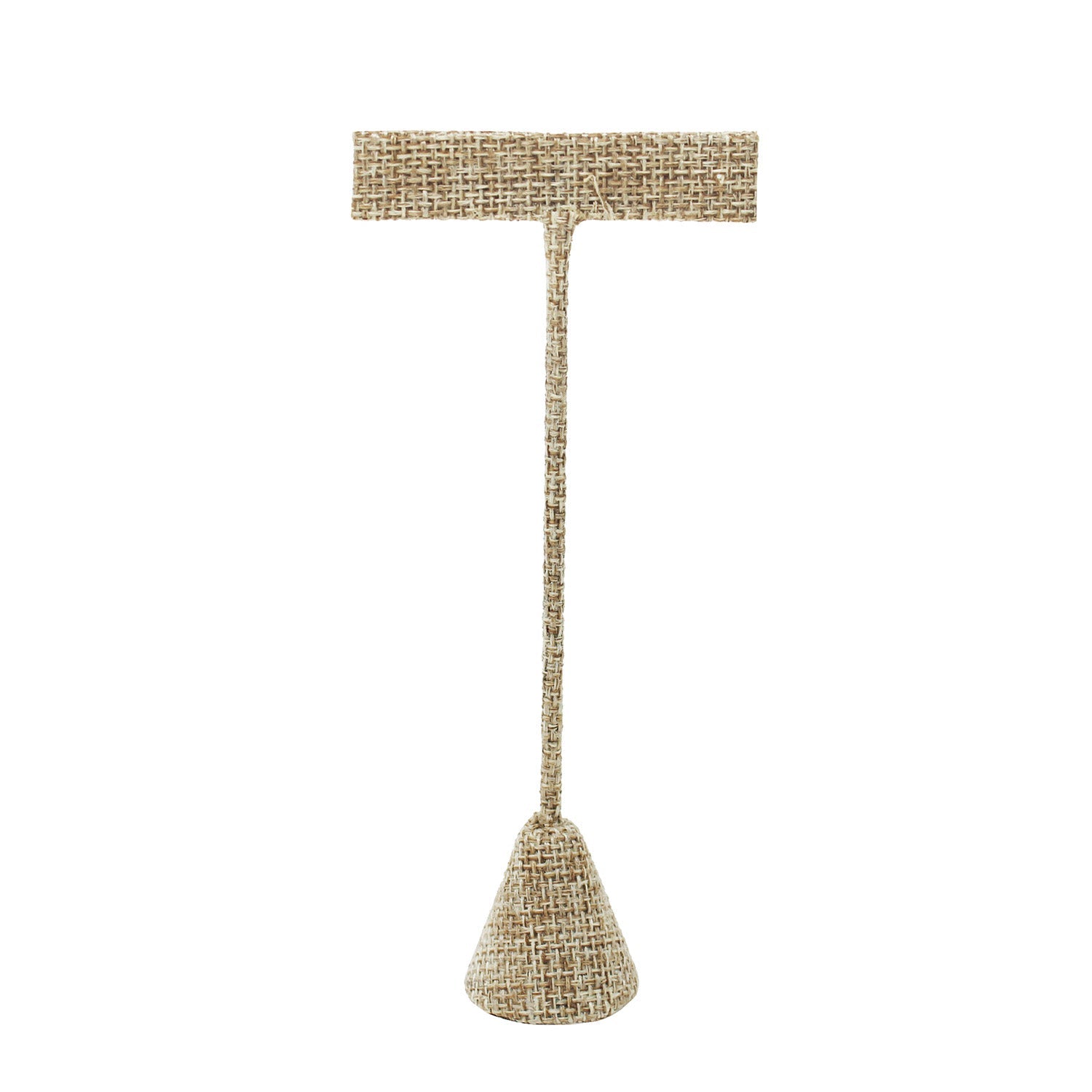 #ED-2402N-N3 Medium Metal T-Shaped Earring Display Stand, Burlap Linen