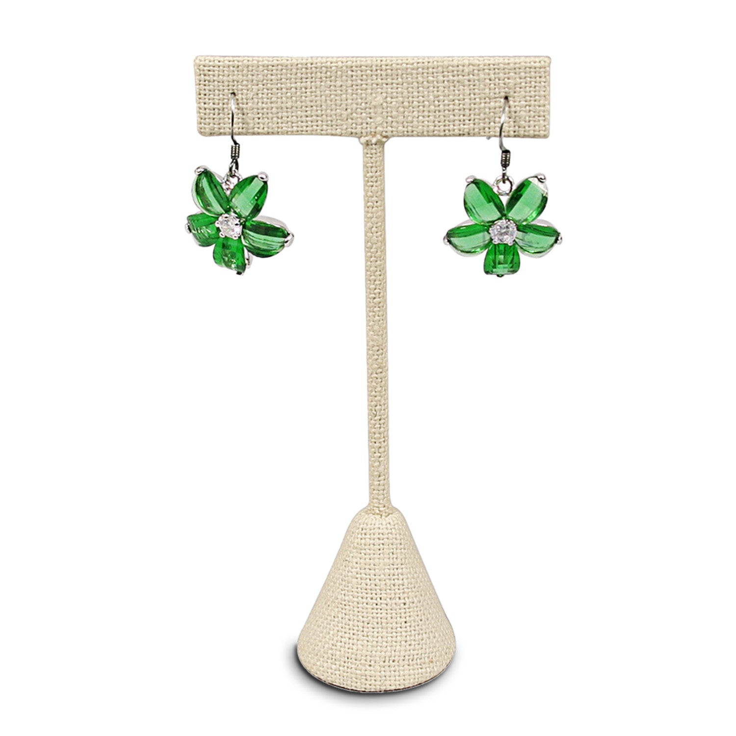 #ED-2403N-LE Small Metal T-Shape Earring Stand, Burlap Linen