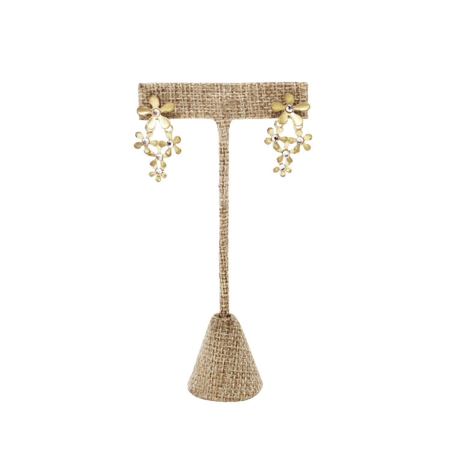 #ED-2403N-N3 Small Metal T-Shaped Earring Display Stand, Burlap Linen