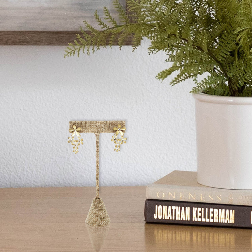 #ED-2403N-N3 Small Metal T-Shaped Earring Display Stand, Burlap Linen